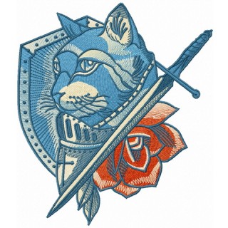 Honored knight cat embroidery design - Embroidery Design