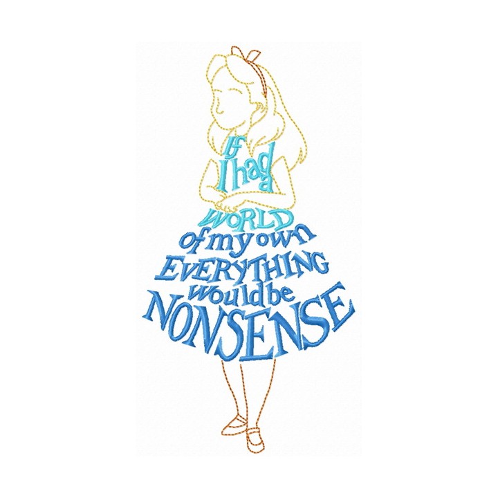 Alice phrase dress embroidery design - Embroidery Design