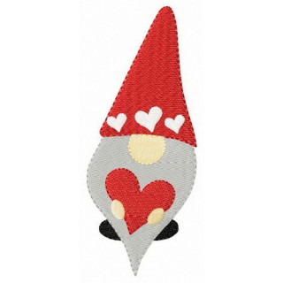 Gnome with valentine card embroidery design - Embroidery Design