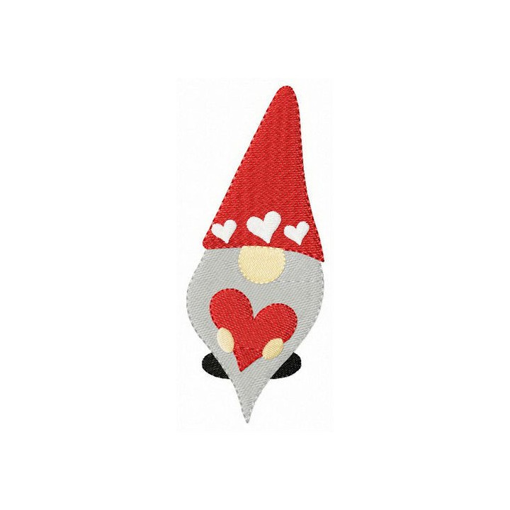 Gnome with valentine card embroidery design - Embroidery Design