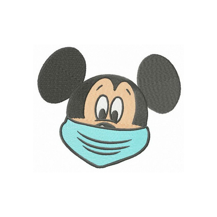 Mickey wears face mask embroidery design - Embroidery Design