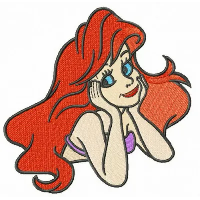 Coquette Ariel embroidery design featuring a whimsical Little Mermaid motif, perfect for various crafting projects.