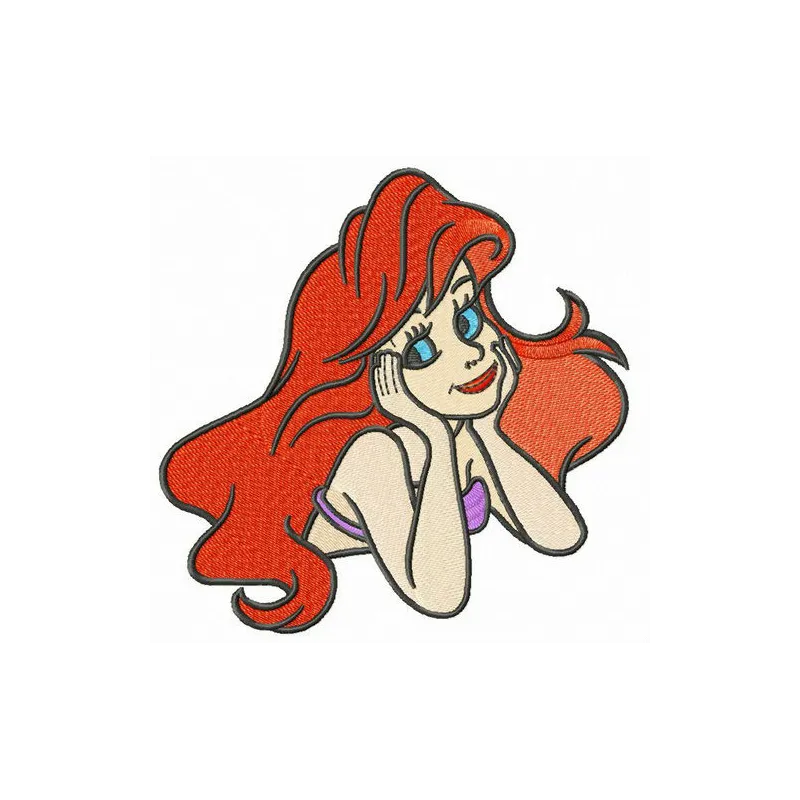 Coquette Ariel embroidery design featuring a whimsical Little Mermaid motif, perfect for various crafting projects.