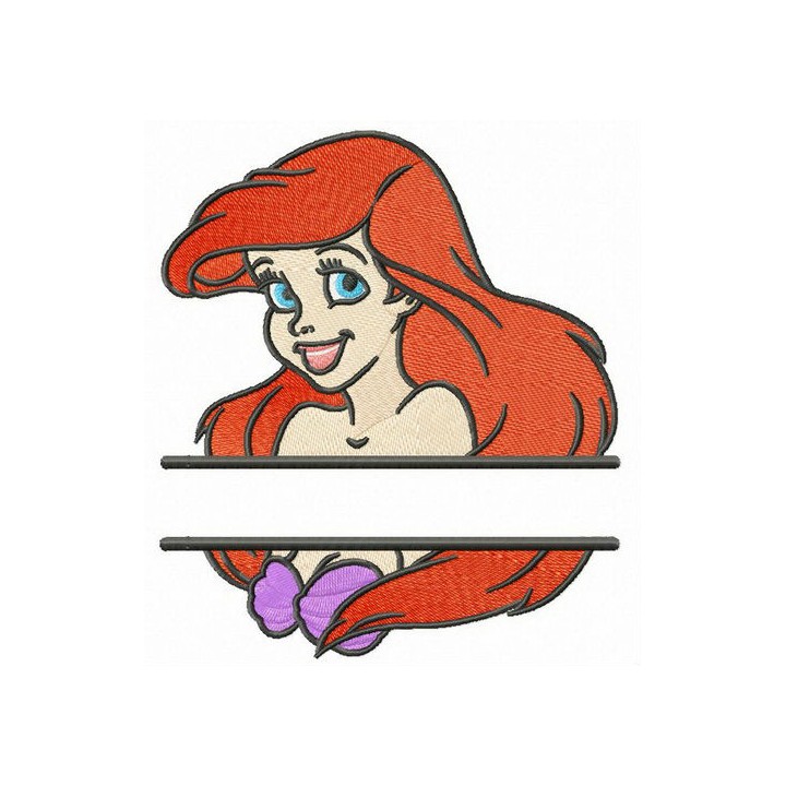 Young Ariel monogram embroidery design - Embroidery Design
