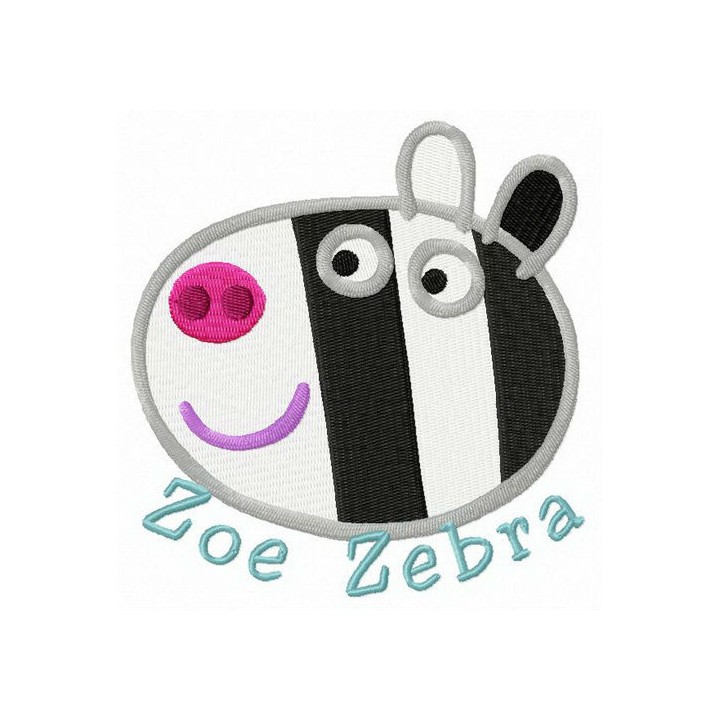 Zoe zebra embroidery design - Embroidery Design