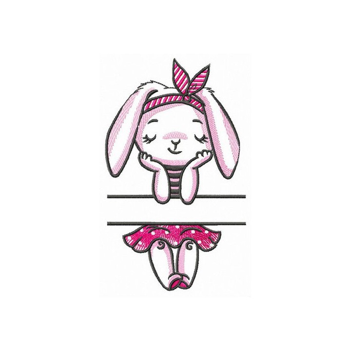Bunny girl monogram embroidery design - Embroidery Design