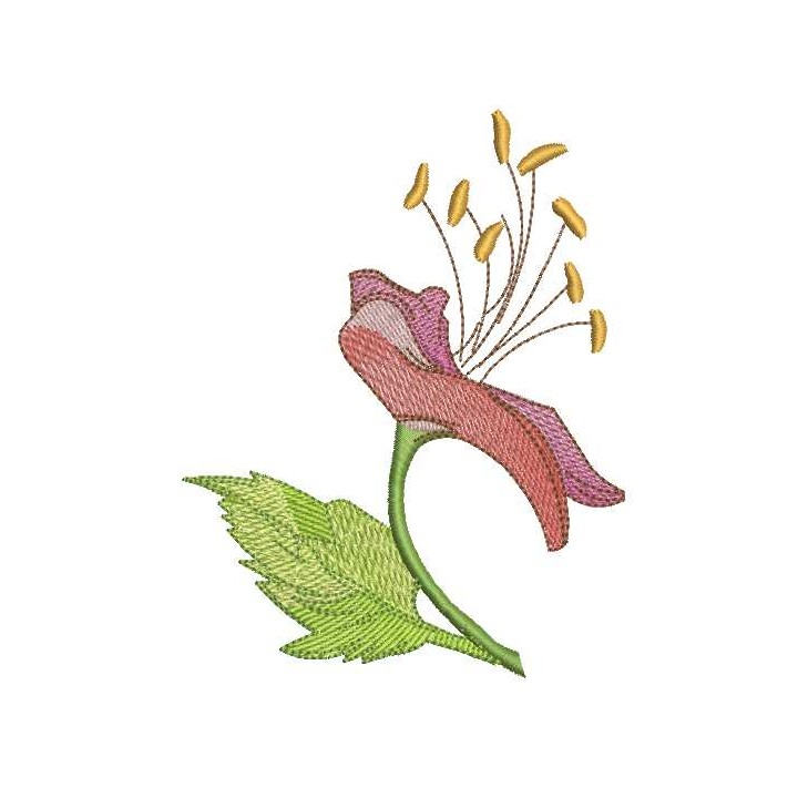 Pink wild flower embroidery design - Embroidery Design