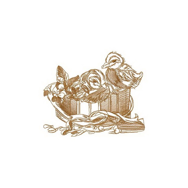 Two ducklings in box embroidery design - Embroidery Design