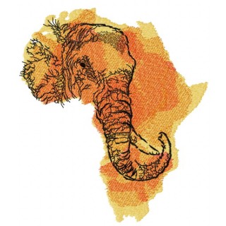 African elephant map embroidery design - Embroidery Design