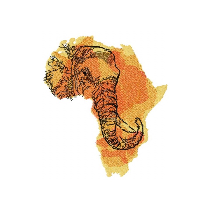 African elephant map embroidery design - Embroidery Design