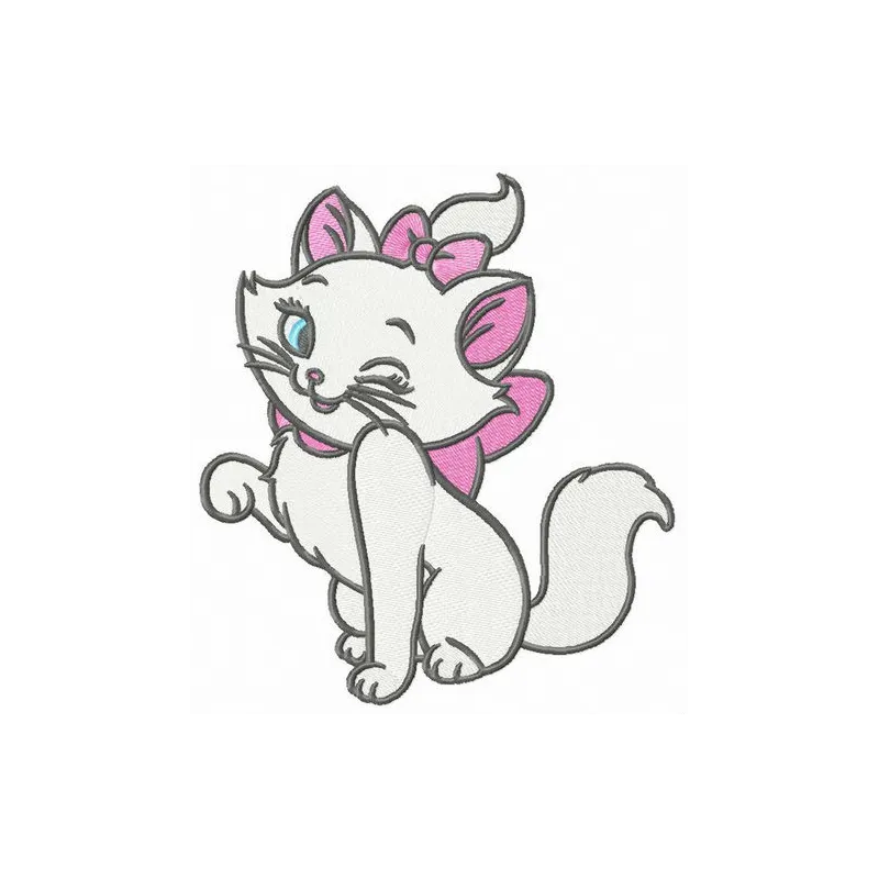 Marie Coquette embroidery design featuring the charming cat from Aristocats, ideal for stitching on t-shirts and bags.