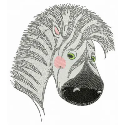 Baby zebra muzzle embroidery design showcasing a cute zebra face, perfect for baby onesies and blankets.