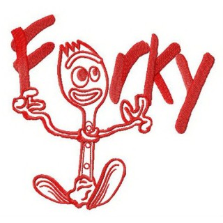 Forky playing with letters embroidery design - Embroidery Design