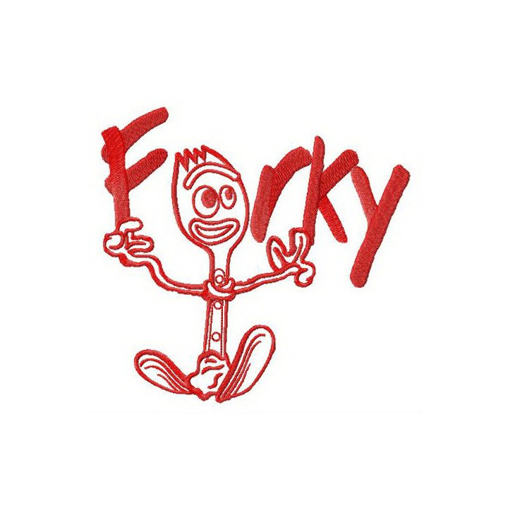 Forky playing with letters embroidery design - Embroidery Design