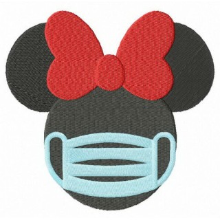 Minnie with surgical mask embroidery design - Embroidery Design