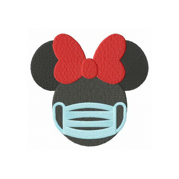 Minnie with surgical mask embroidery design - Embroidery Design