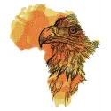 Africa crowned eagle embroidery design showcasing an intricately stitched motif for creative projects.