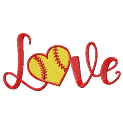 Preview of the Baseball Love embroidery design showcasing a heart with a baseball theme.
