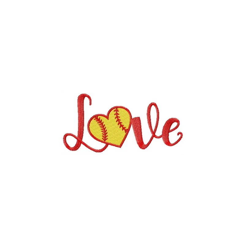 Preview of the Baseball Love embroidery design showcasing a heart with a baseball theme.