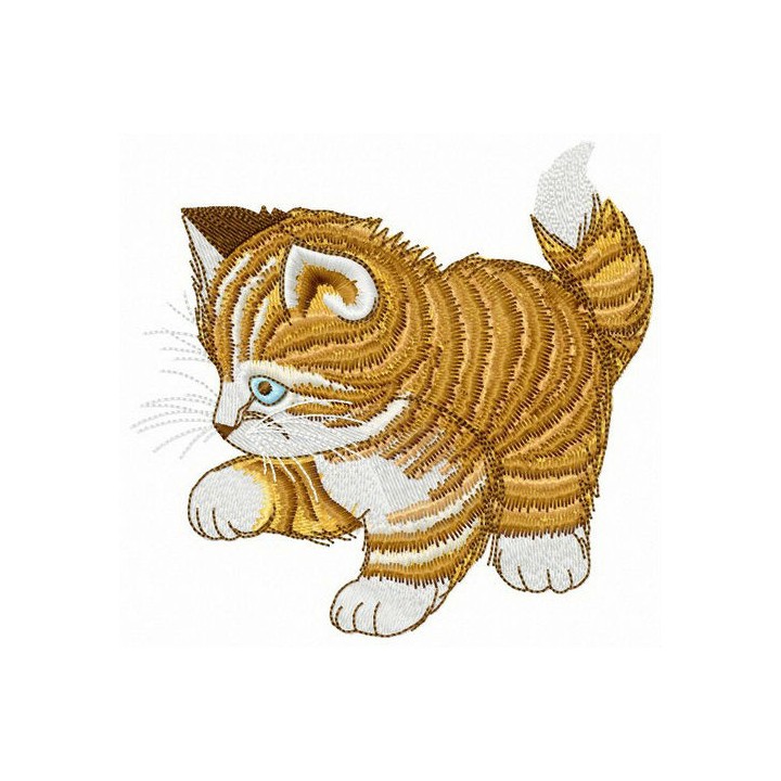 Striped kitten embroidery design - Embroidery Design