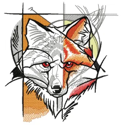 Fox street art embroidery design showcasing a vibrant fox motif ideal for creative stitching projects.