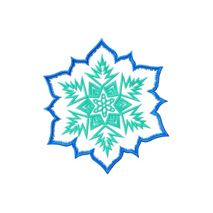 Blue and green snowflake embroidery design - Embroidery Design