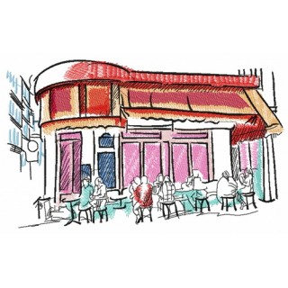 Cozy summer cafe embroidery design - Embroidery Design