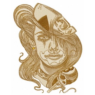 Longhaired gambler embroidery design - Embroidery Design