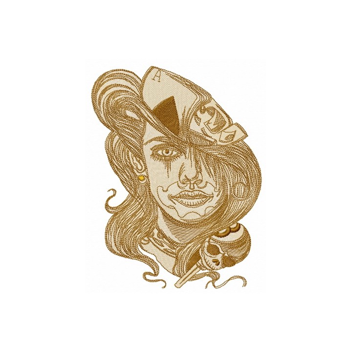 Longhaired gambler embroidery design - Embroidery Design