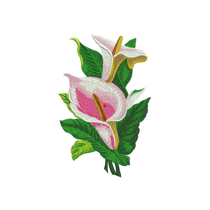 Pink calla lilies embroidery design - Embroidery Design