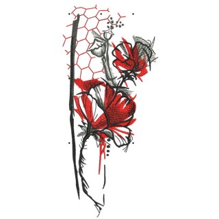 Poppies and honeycombs embroidery design - Embroidery Design