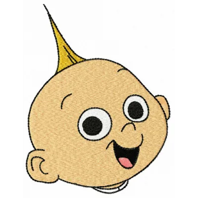 Jack-Jack Parr face embroidery design from The Incredibles, perfect for creating fun motifs on apparel and accessories.