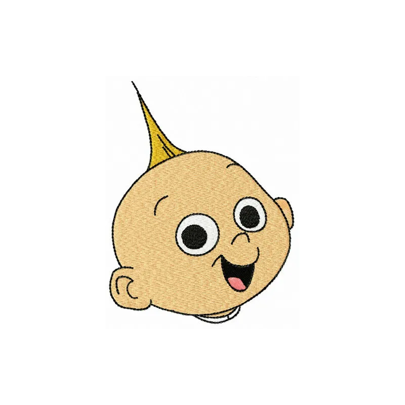 Jack-Jack Parr face embroidery design from The Incredibles, perfect for creating fun motifs on apparel and accessories.