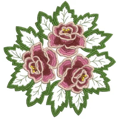 Rose lace doily embroidery design showcasing intricate floral patterns, perfect for decorative stitching on various fabrics.