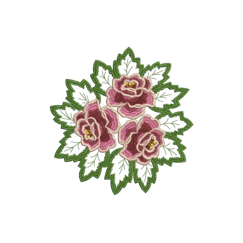 Rose lace doily embroidery design showcasing intricate floral patterns, perfect for decorative stitching on various fabrics.