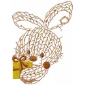 Bunny with gift embroidery design featuring a cute bunny holding a present, ideal for children's toys and gifts.
