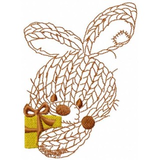 Bunny with gift embroidery design - Embroidery Design