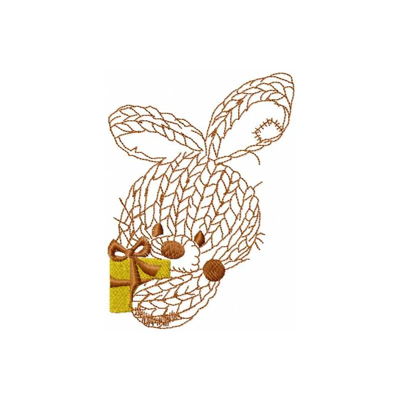 Bunny with gift embroidery design featuring a cute bunny holding a present, ideal for children's toys and gifts.