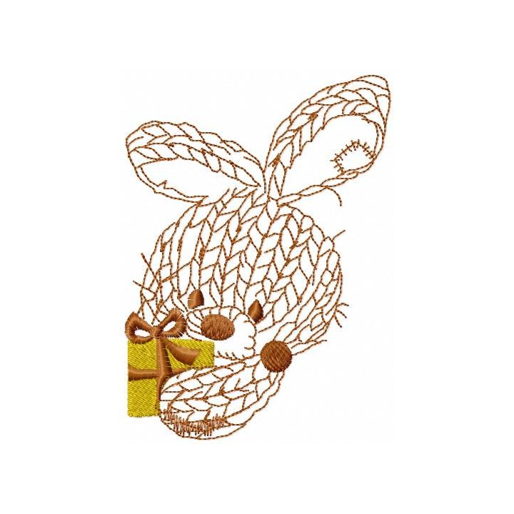 Bunny with gift embroidery design - Embroidery Design