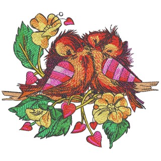 Loving couple of sparrows embroidery design - Embroidery Design