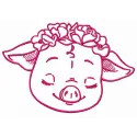Preview of Pig's Dreams embroidery design featuring a whimsical pig motif for farm-themed projects.