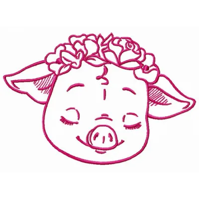 Preview of Pig's Dreams embroidery design featuring a whimsical pig motif for farm-themed projects.
