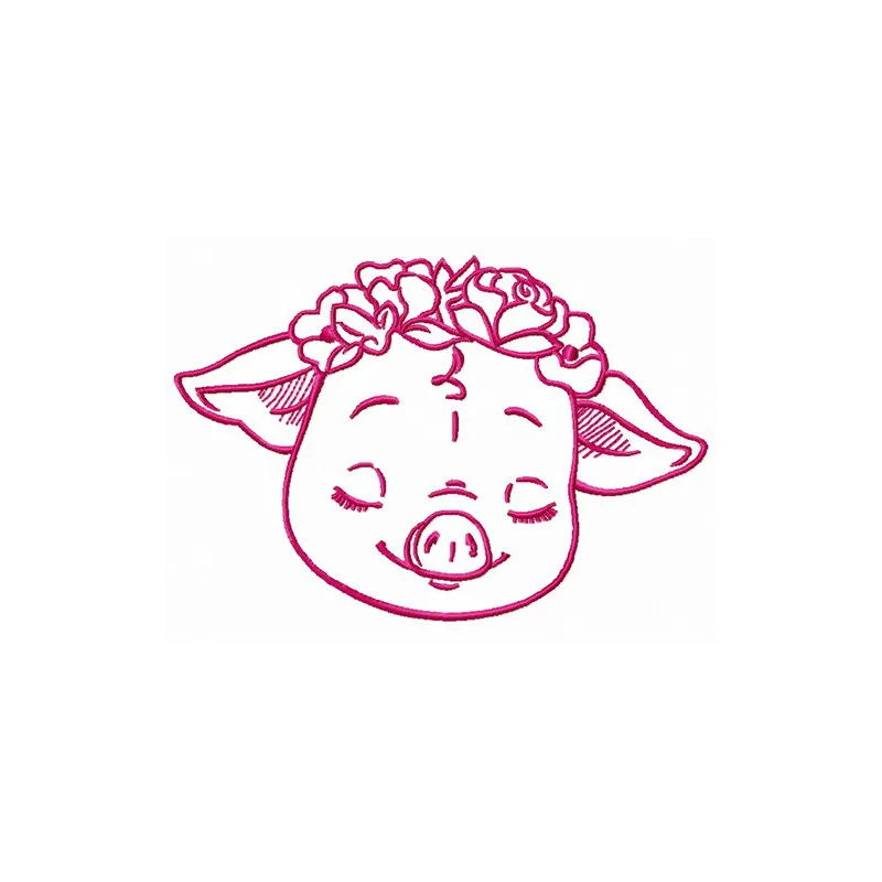 Preview of Pig's Dreams embroidery design featuring a whimsical pig motif for farm-themed projects.