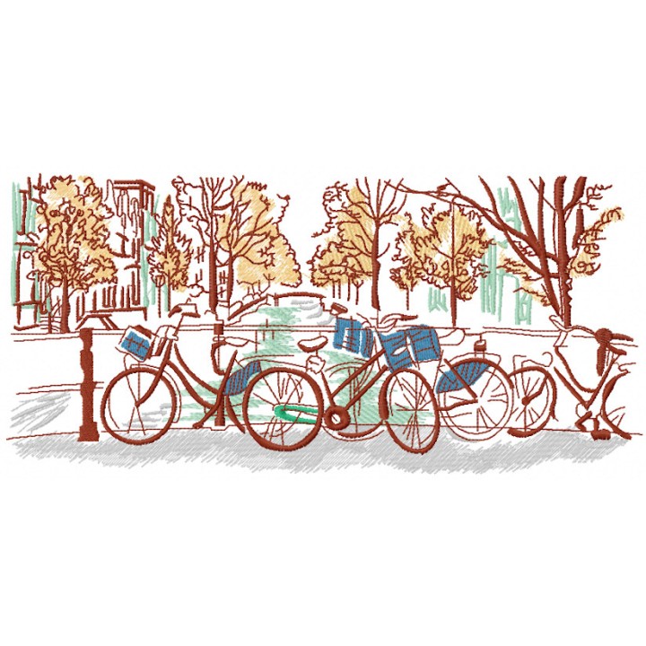 Bicycle trip embroidery design - Embroidery Design