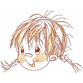 Red hair funny girl embroidery design - Embroidery Design