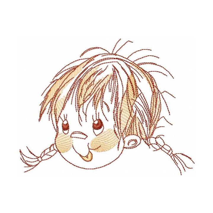 Red hair funny girl embroidery design - Embroidery Design