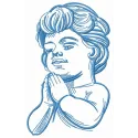 Boy praying embroidery design featuring a serene angel motif, perfect for embellishing t-shirts and baby onesies.