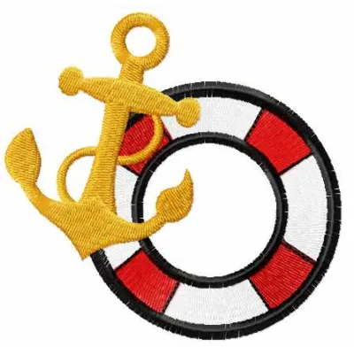 Preview of Anchor and Lifebuoy 2 embroidery design featuring nautical elements for creative stitching.