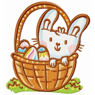 Easter bunny in basket embroidery design - Embroidery Design