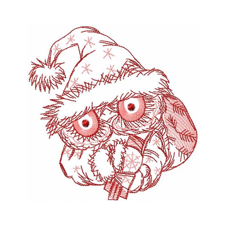 Christmas Santa owl  embroidery design - Embroidery Design